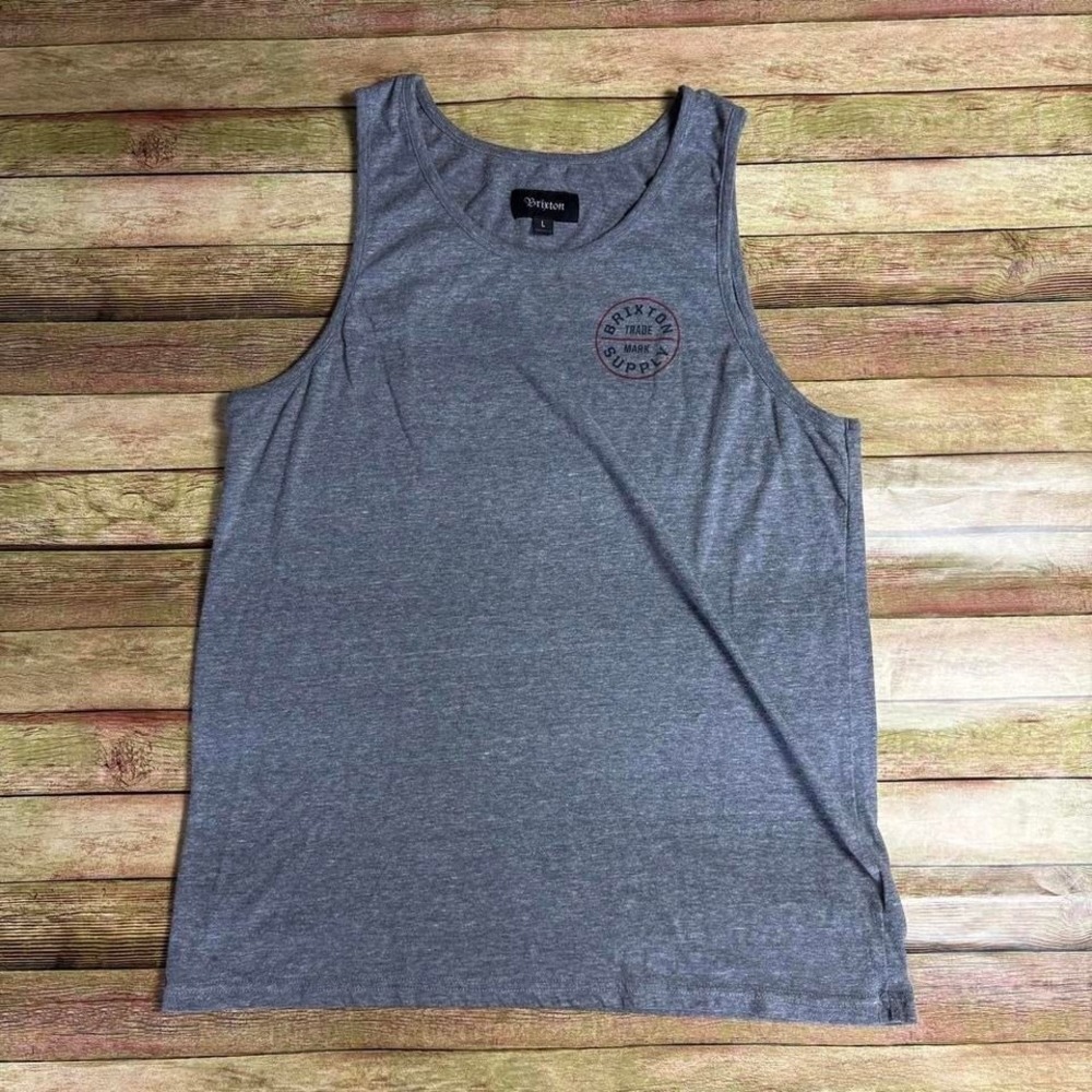 Brixton grey tank top with minimalist red logo - Picture 2 of 5